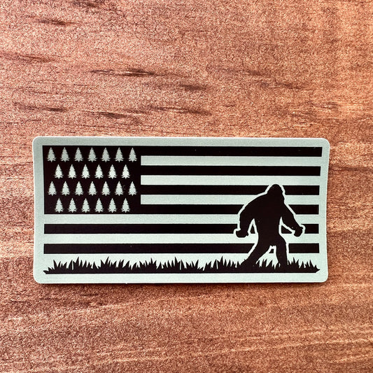 Bigfoot in Flag Sticker