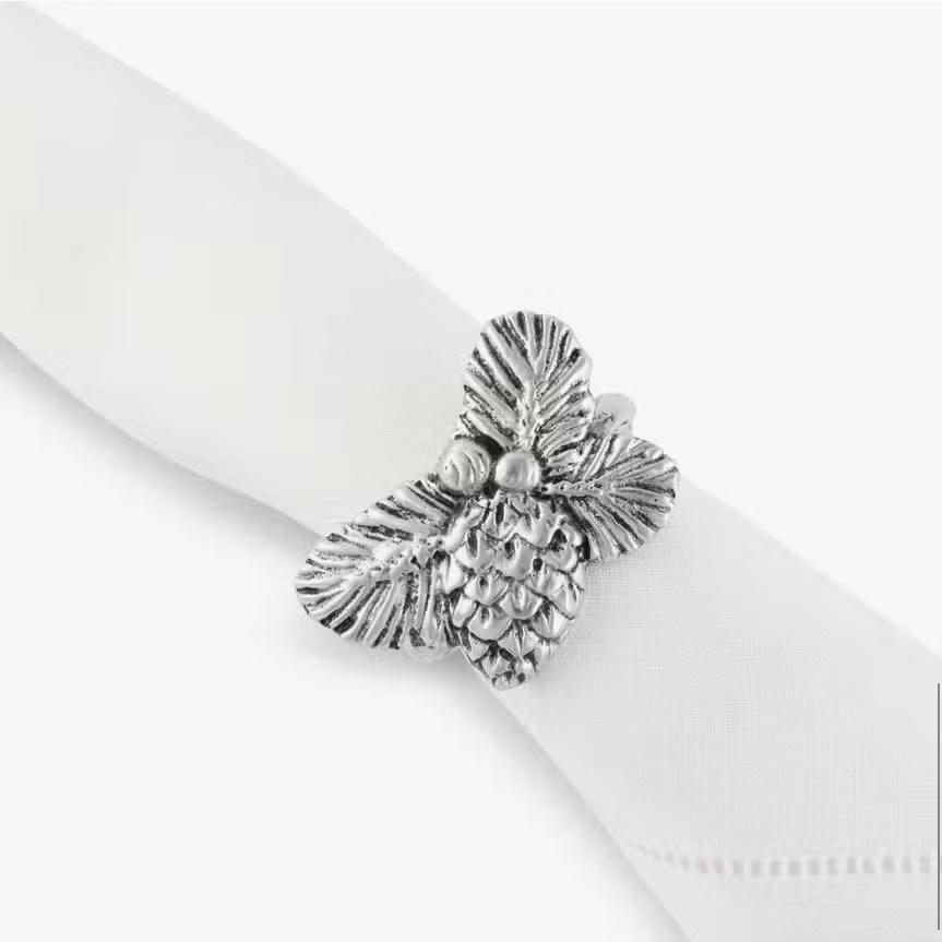 Pine Cone Forest Pattern Napkin Rings - Set of 4