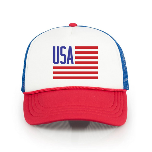 USA Flag Snapback Trucker Hat