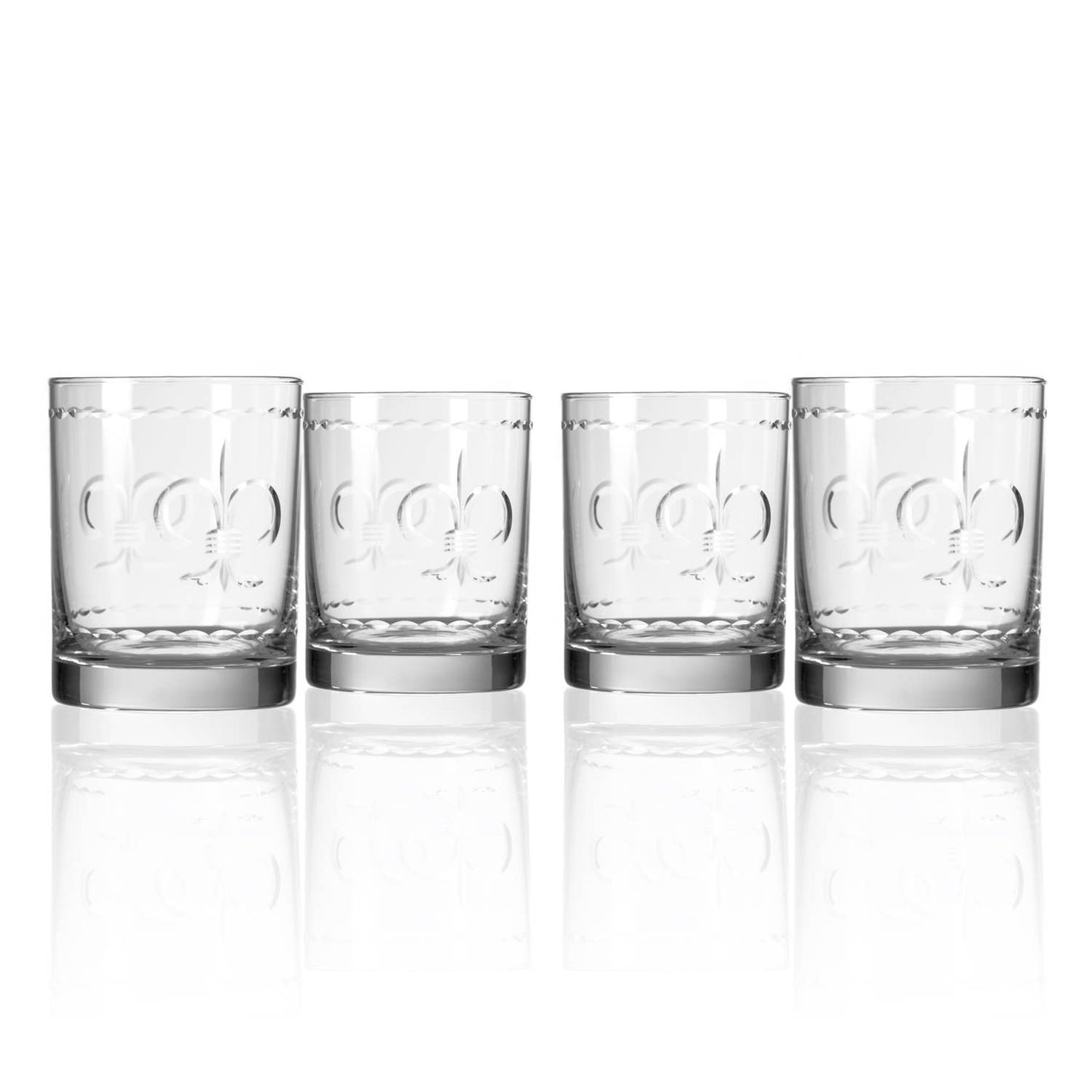 Fleur De Lis Double Old Fashioned Glass 13oz