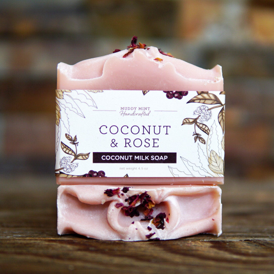 Coconut & Rose Soap, Bergamot + Geranium