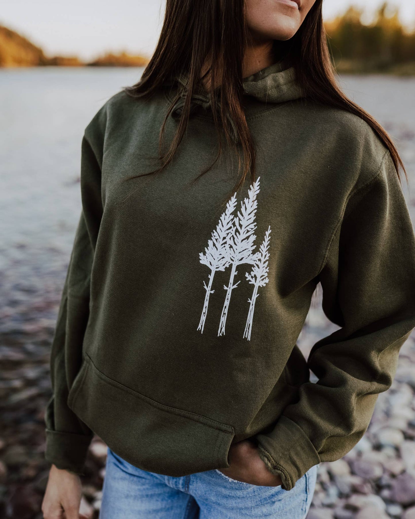 Rustic Three Tree Olive Hoodie