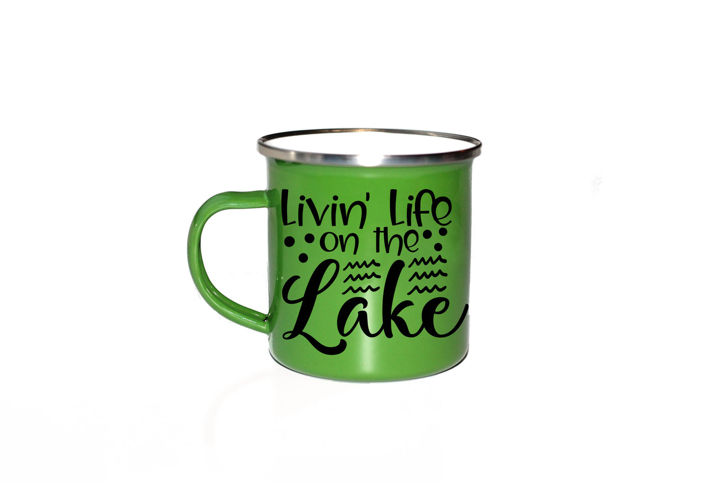 Living Life on the Lake Camp Green Mug