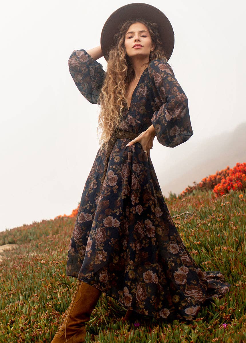 Crystal Dress in Navy Floral