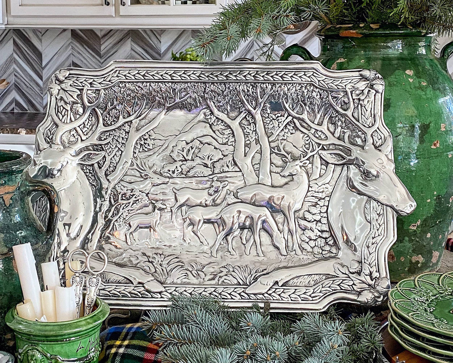 Elk Herd Oblong Tray