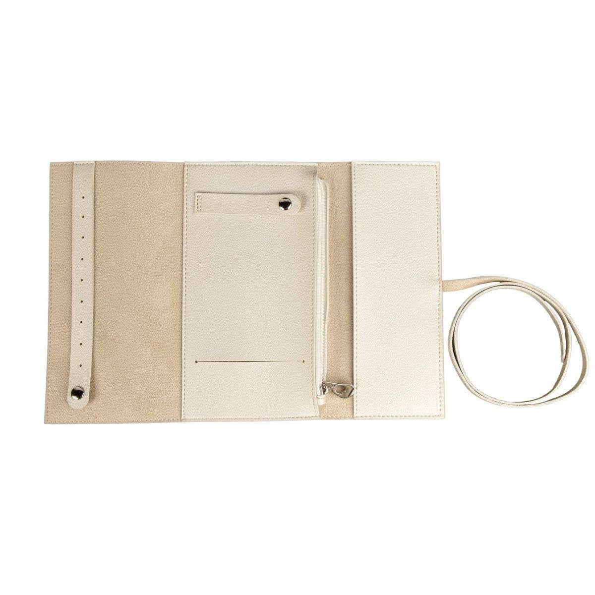 Abby Travel Jewelry Roll (Pearl White)