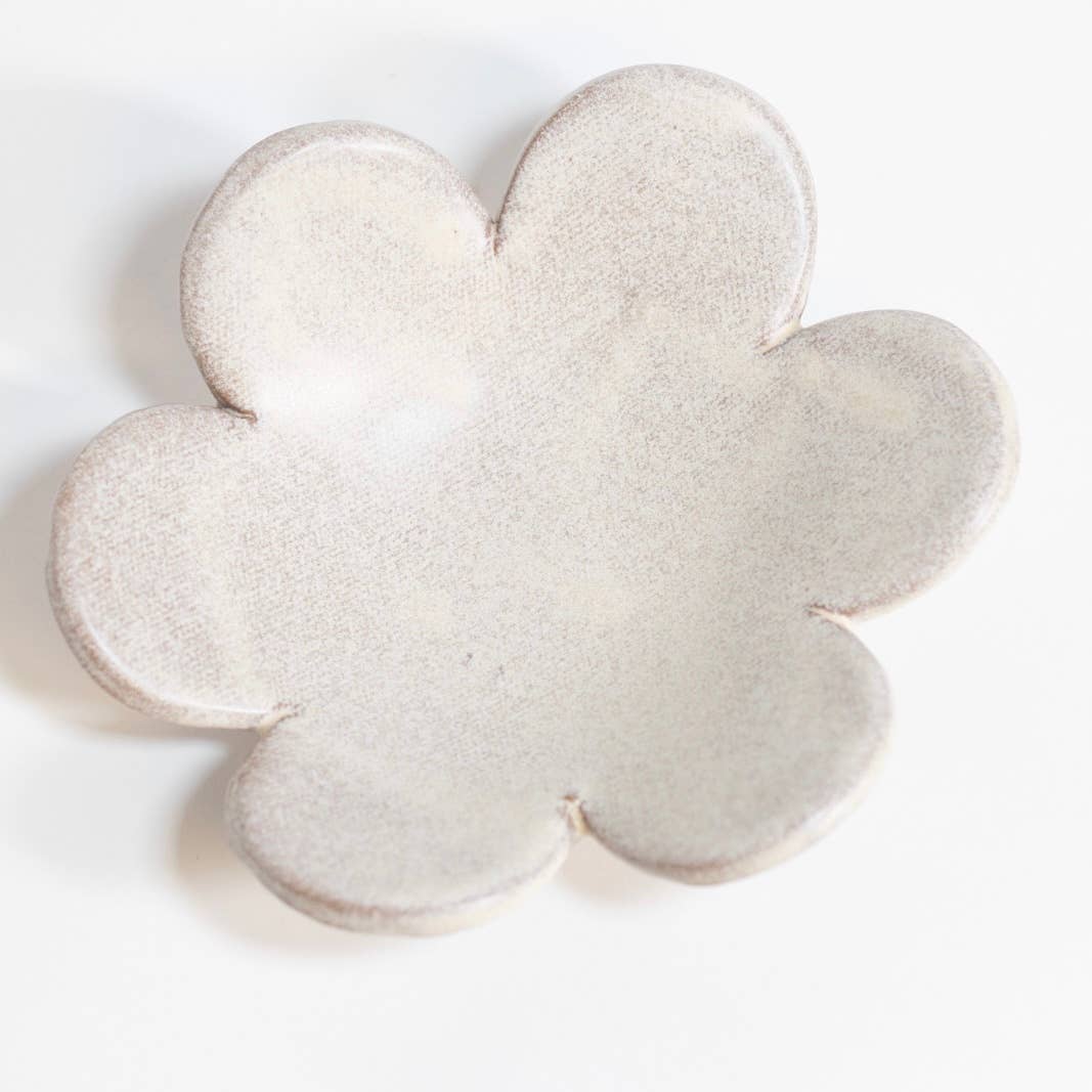Cream Flower Trinket Dish