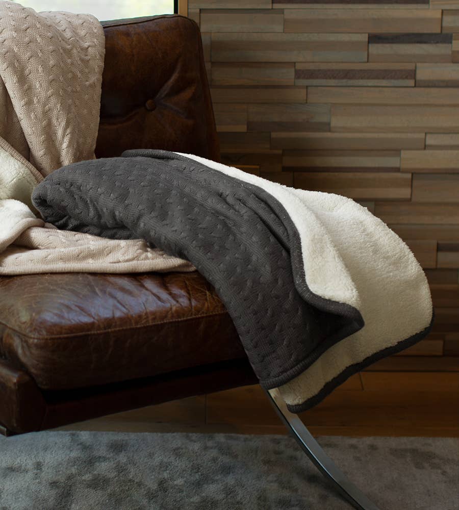 Sherpa Bamboo Knit Throw - Onyx