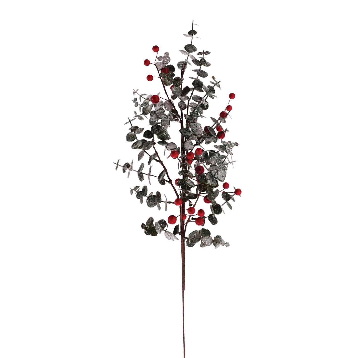 Frosted Euclyptus Spray with Red Berries