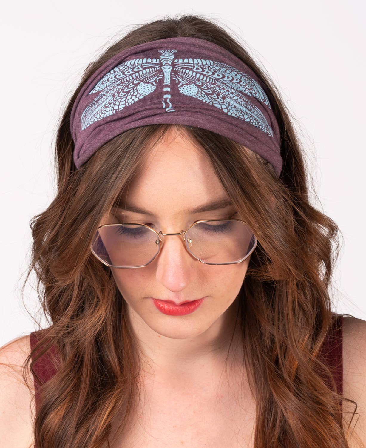 Dragonfly Boho Headband on Plum