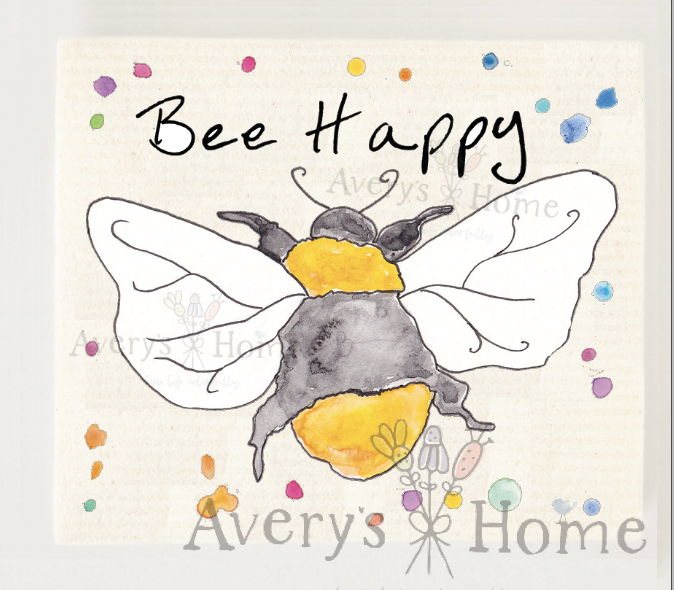 Bee Happy Spring Swedish Dish Towel