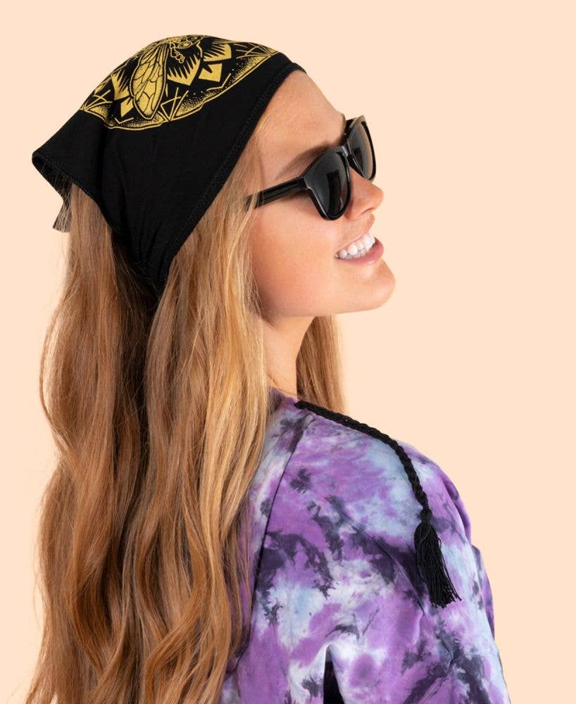 Sacred Bee Black Bandana Headband
