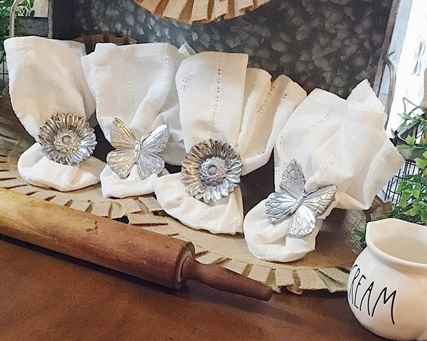 Butterfly and Flower Napkin Rings