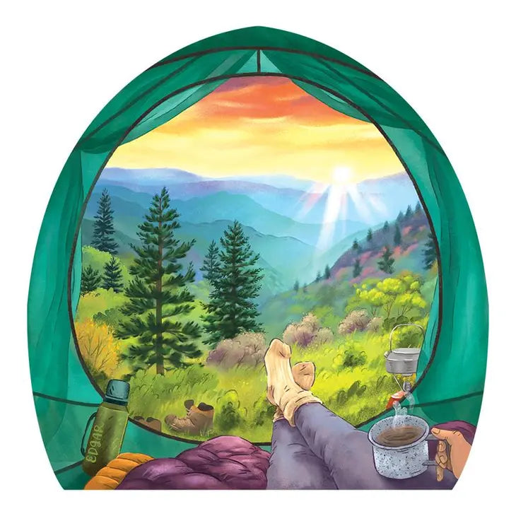 Tent View Mountains Waterproof Sticker