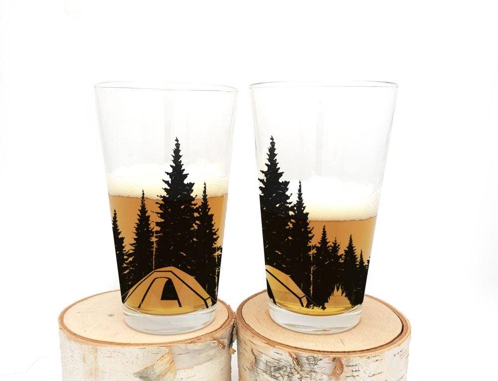 Camping in the Woods Pint Glass