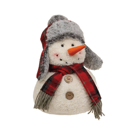 Small Winter Plaid Snowman Sitter