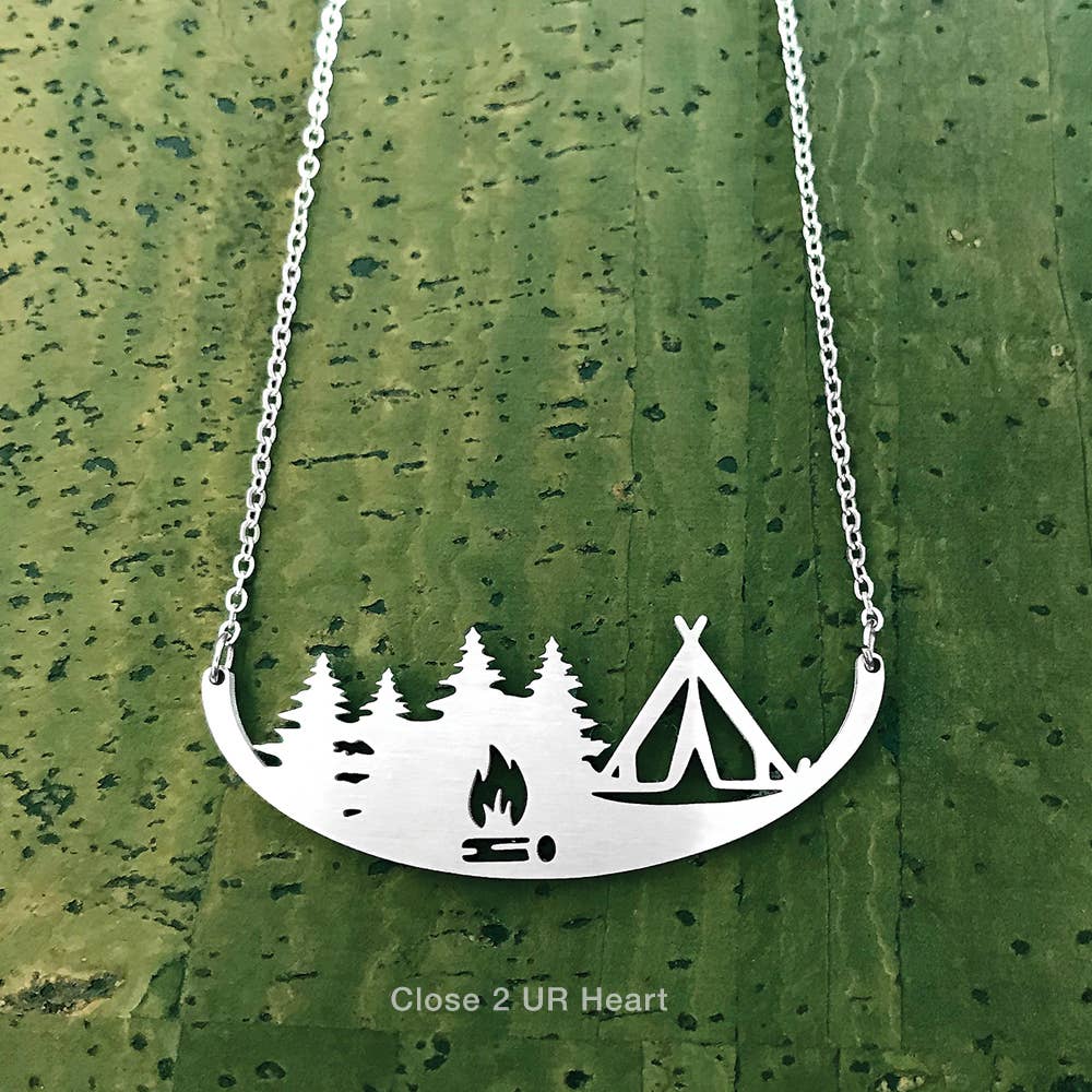 Tent Camping Stainless Steel Necklace