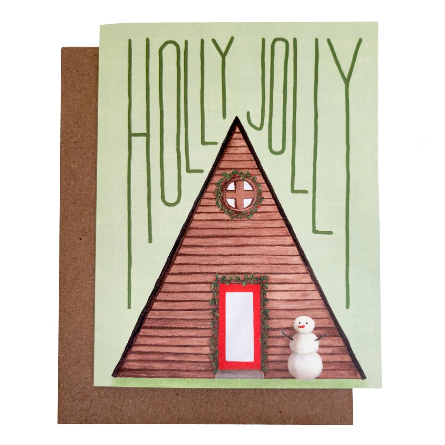 Holly Jolly A-Frame Greeting Card