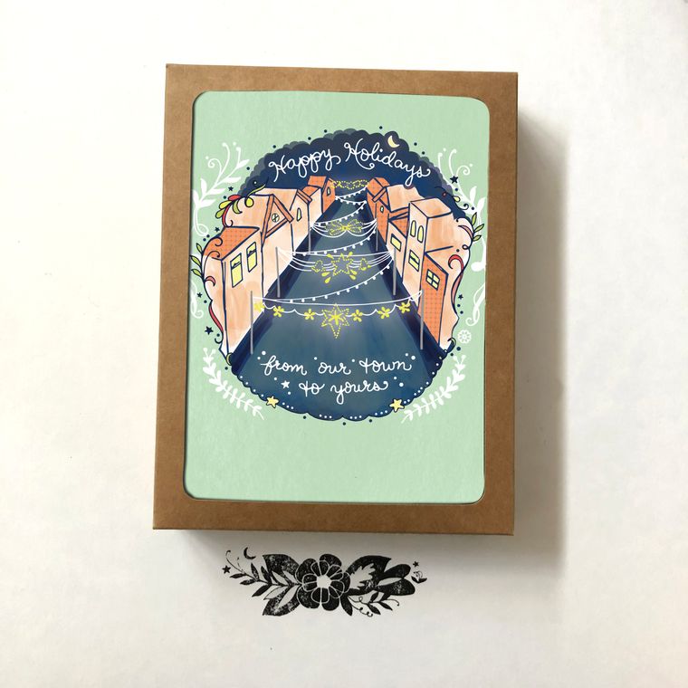 Holiday Town Cards - Box of 8