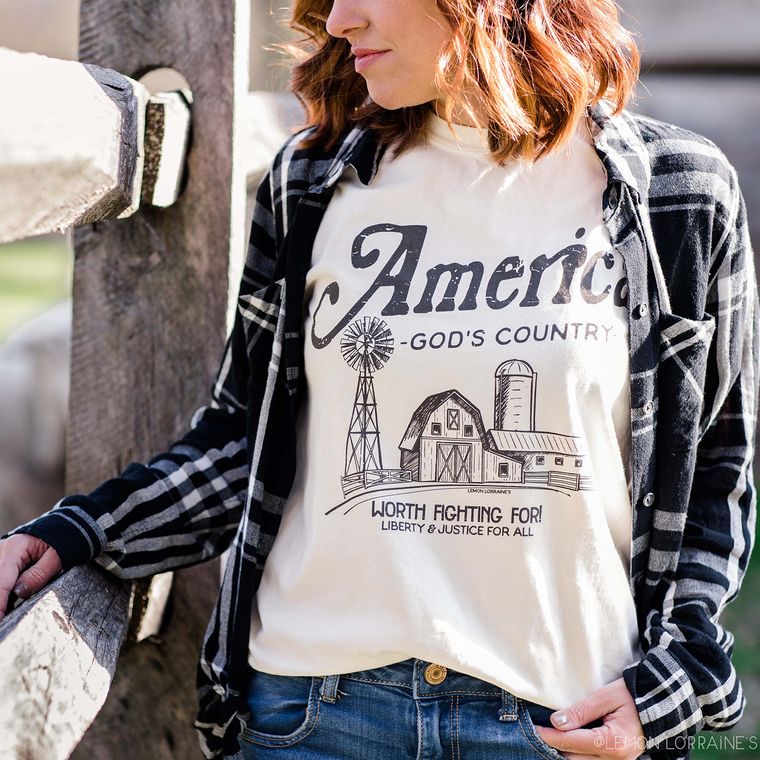 America God's Country Ivory Graphic Tee